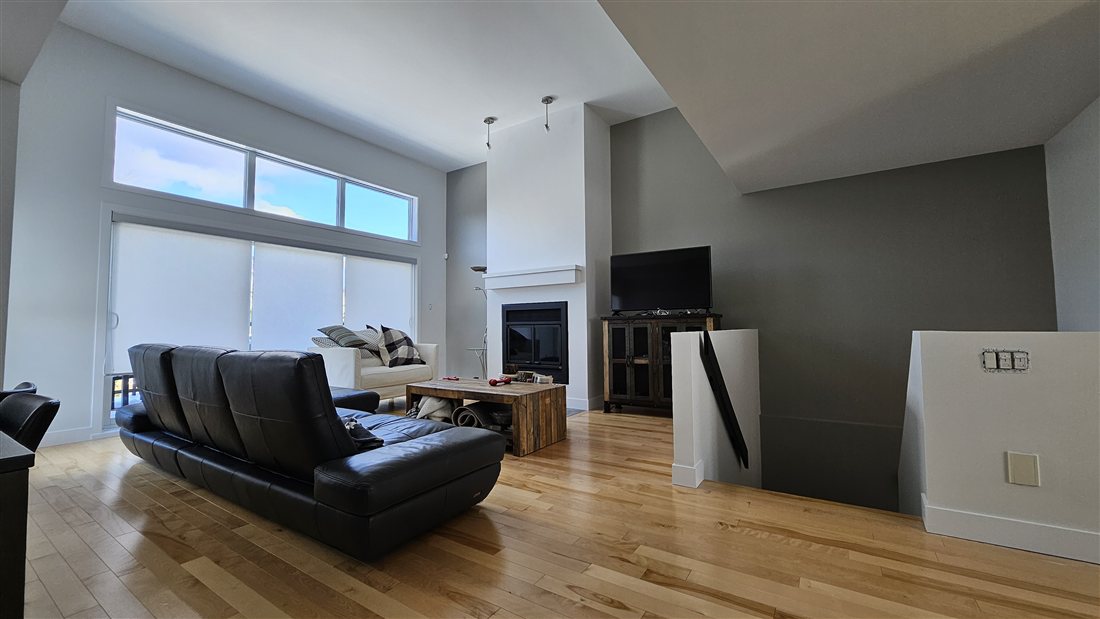 Salon avec mur accent gris