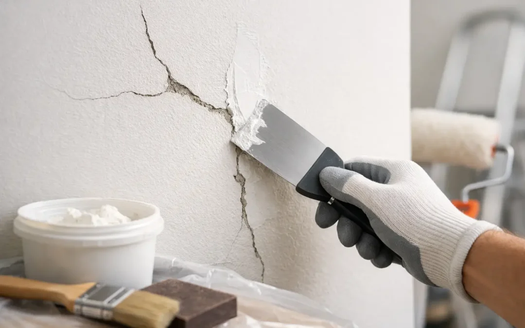 Réparation de fissures mur avant peinture
