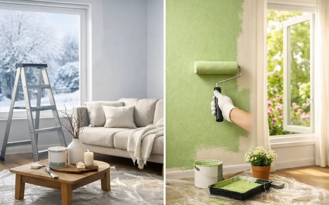 Peinture intérieure en hiver ou au printemps